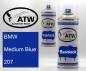 Preview: BMW, Medium Blue, 207: 400ml Sprühdose + 400ml Klarlack - Set, von ATW Autoteile West.